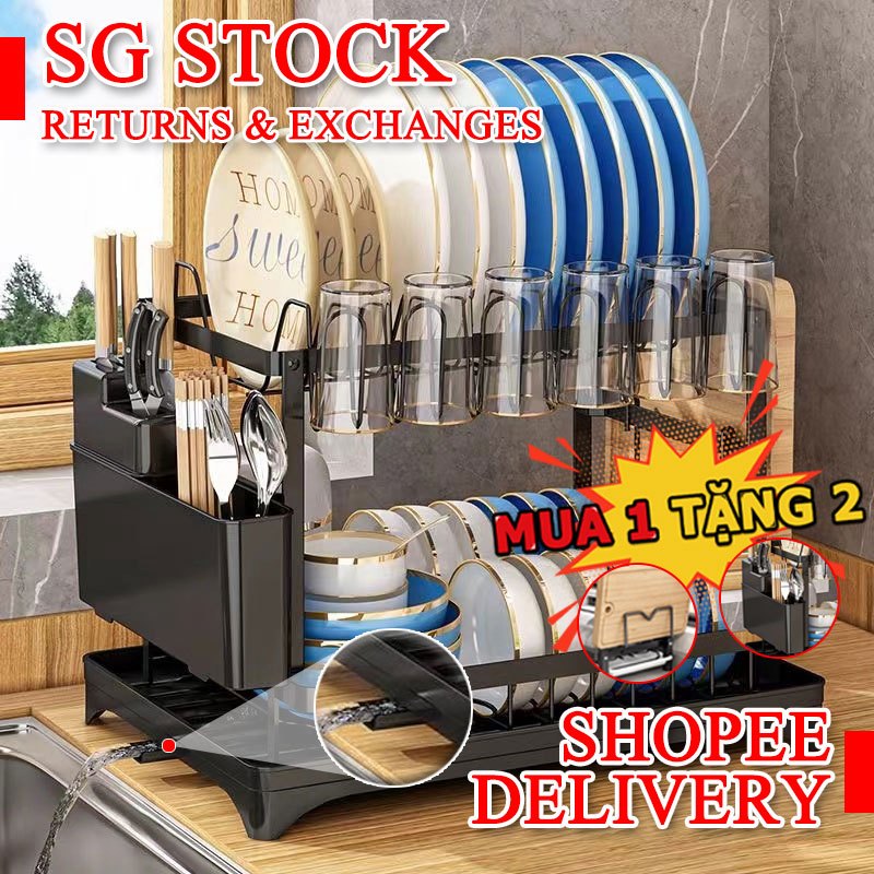 Muha1 Drain Rack Auto Tray Dryingwith Holder Drainer Dish Rackkitchen ...