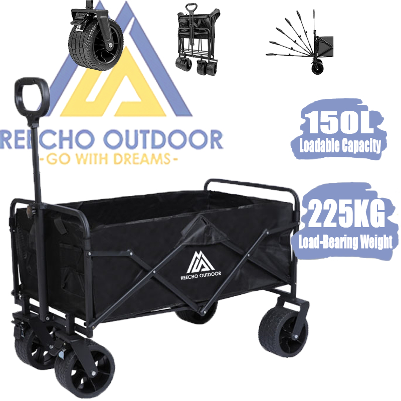 【REECHO OUTDOOR】Camping cart Outdoor Trolley 5'/8'inch Wagon Foldable ...