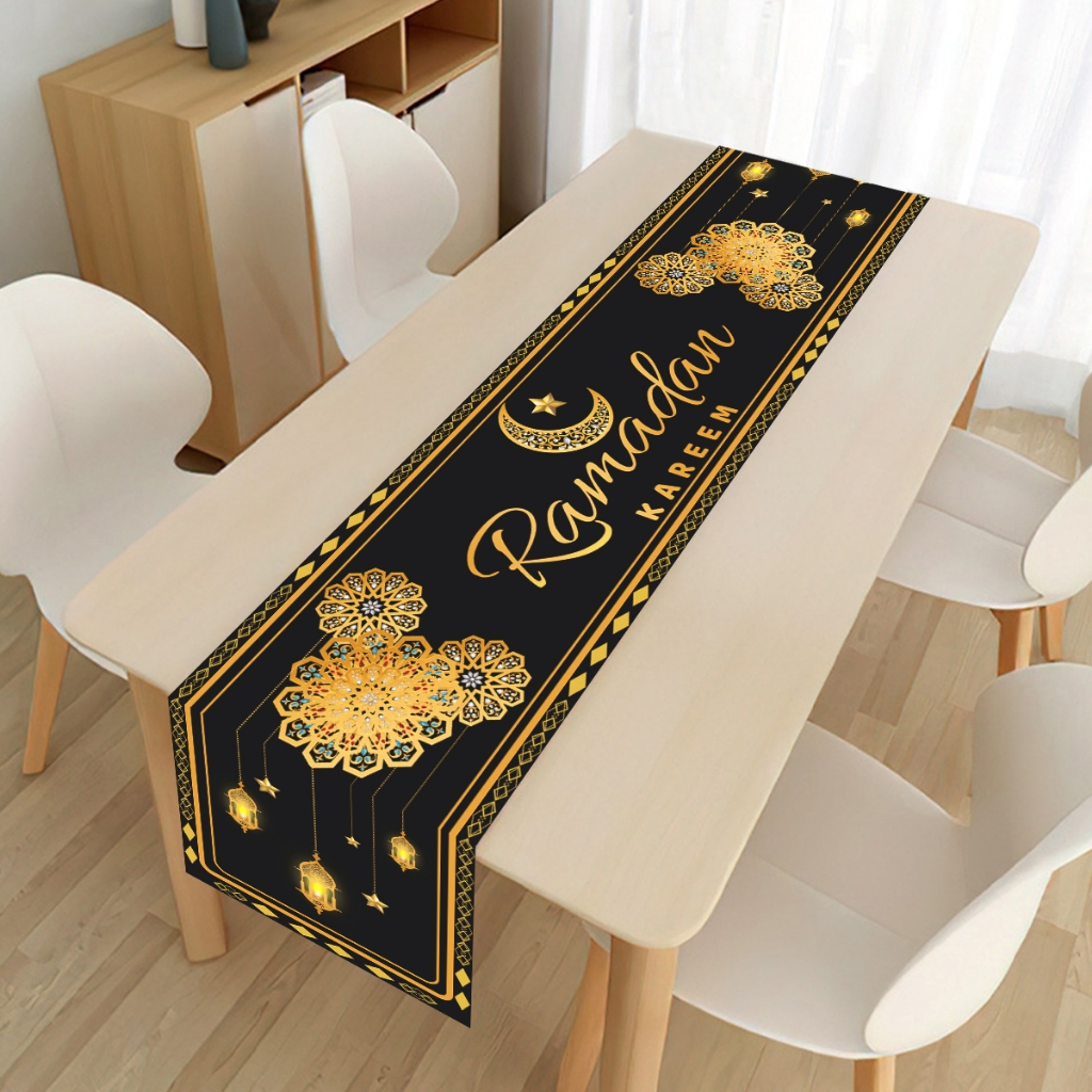 180*35CM Mixed EID Mubarak Polyester Table Cover Hari Raya Decorations ...