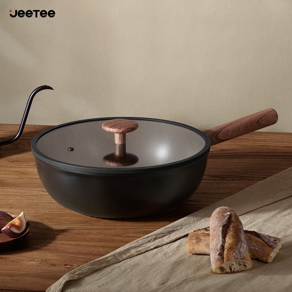 JEETEE Ceramic Non Stick Wok Pan 不粘炒菜锅 Induction & Gas Compatible PFOA ...