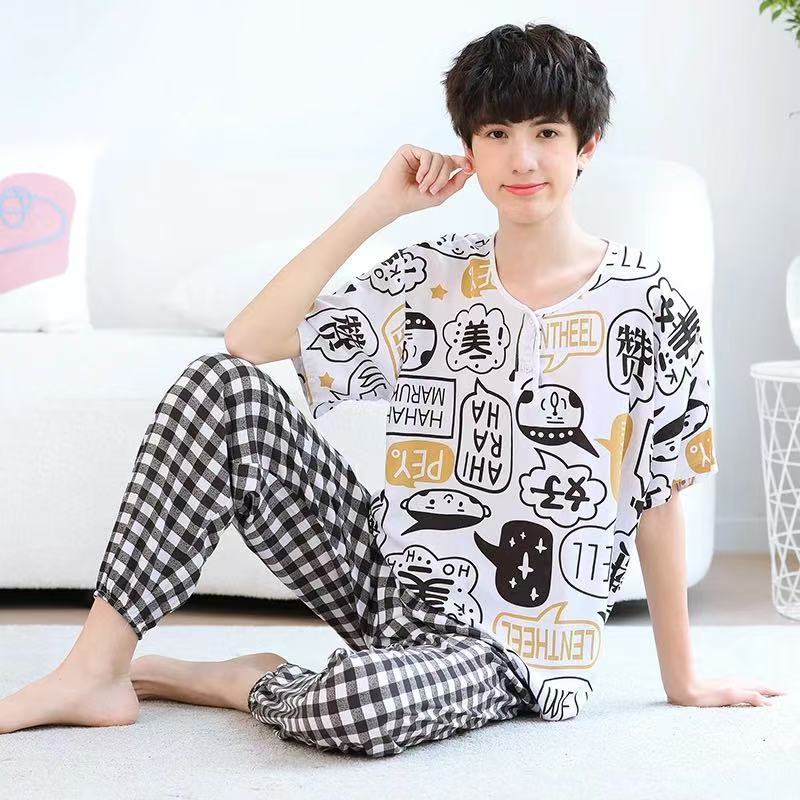 Ready stock Kids pyjamas teenager boys short sleeve pyjamas baju tidur ...