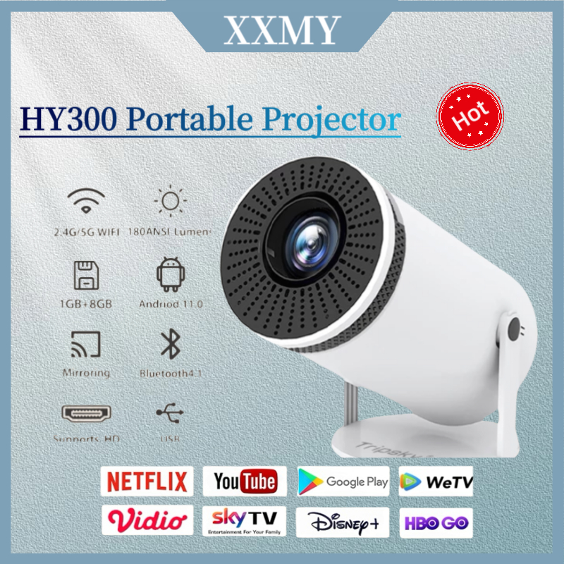 HY300 Portable Projector 4K HD Dual Wifi with Bluetooth / HDMI Android ...