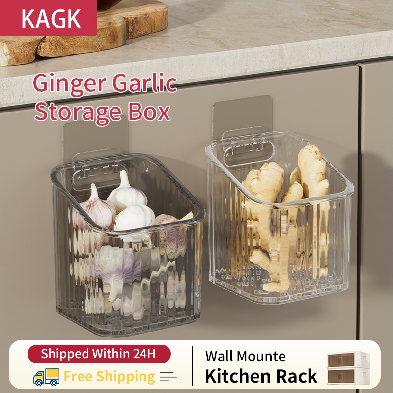 Large Onion Chili Storage Box Ginger Garlic Wall Mounte Kitchen Rack ...