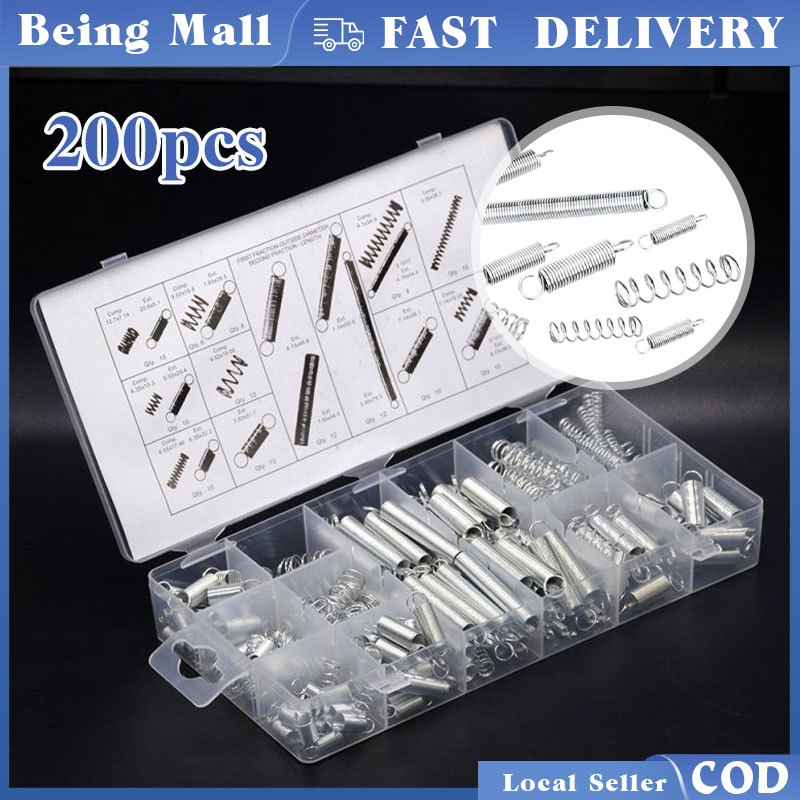 200pcs Pressure Spring Assortment Set Spring Compression Tension Spring ...