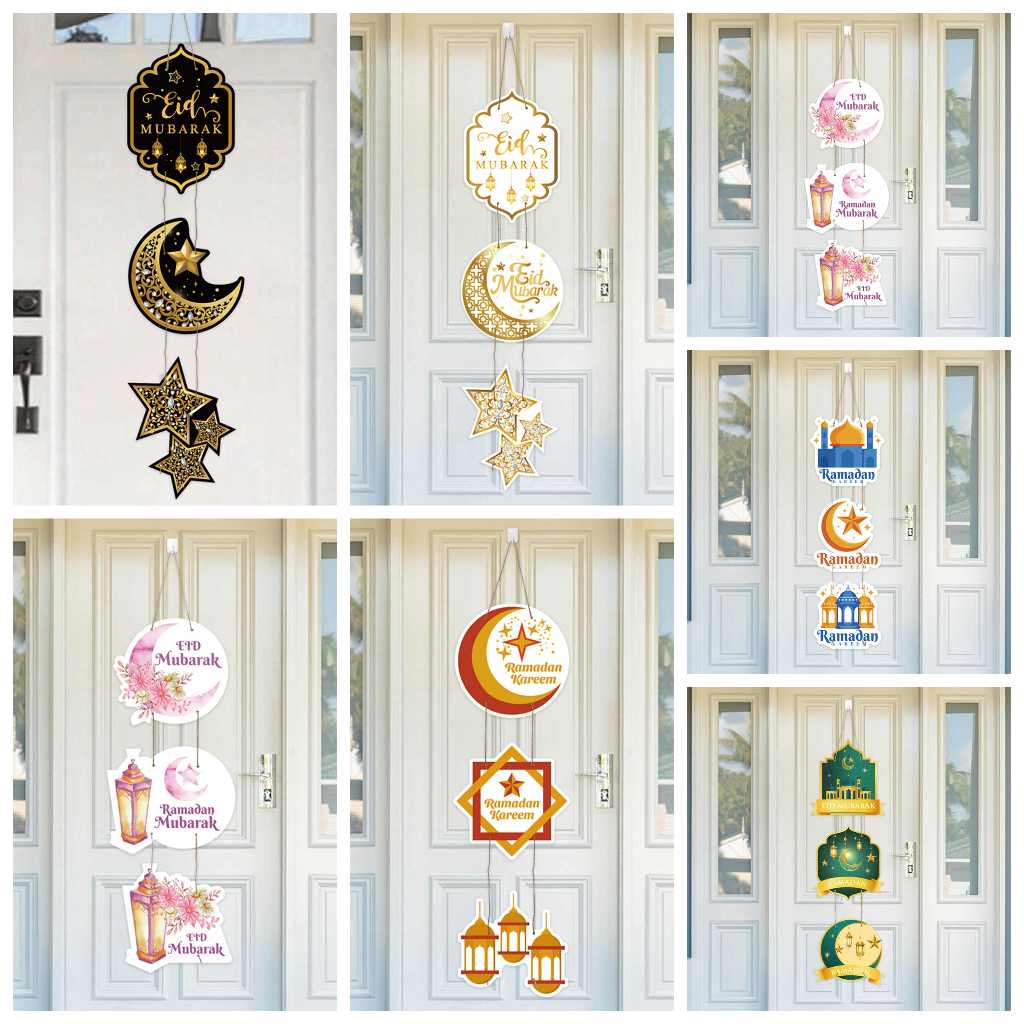 White Gold Moon Star Eid Ramadan Kareem Door Hanging Decor White Gold ...