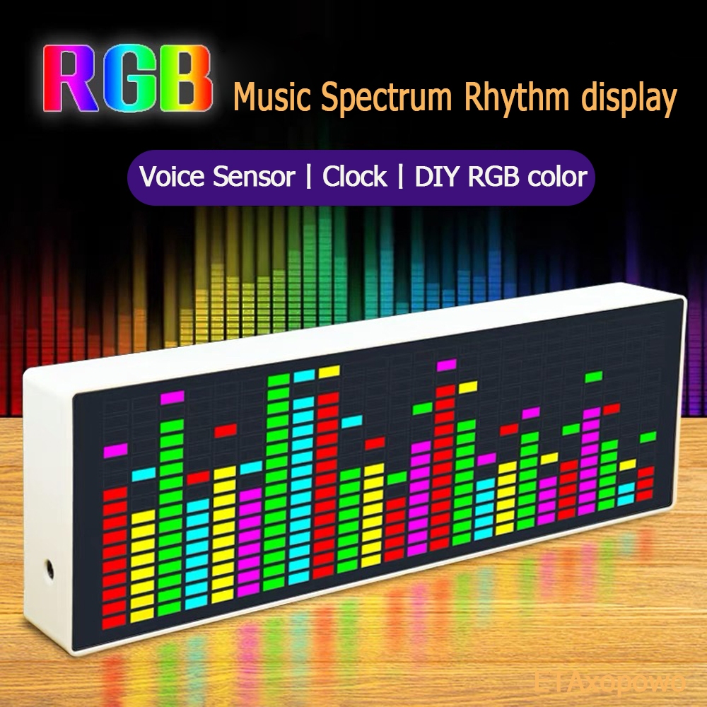 Color LED Music Spectrum Electronic Clock Voice Controlled Rhythm Light - View #12