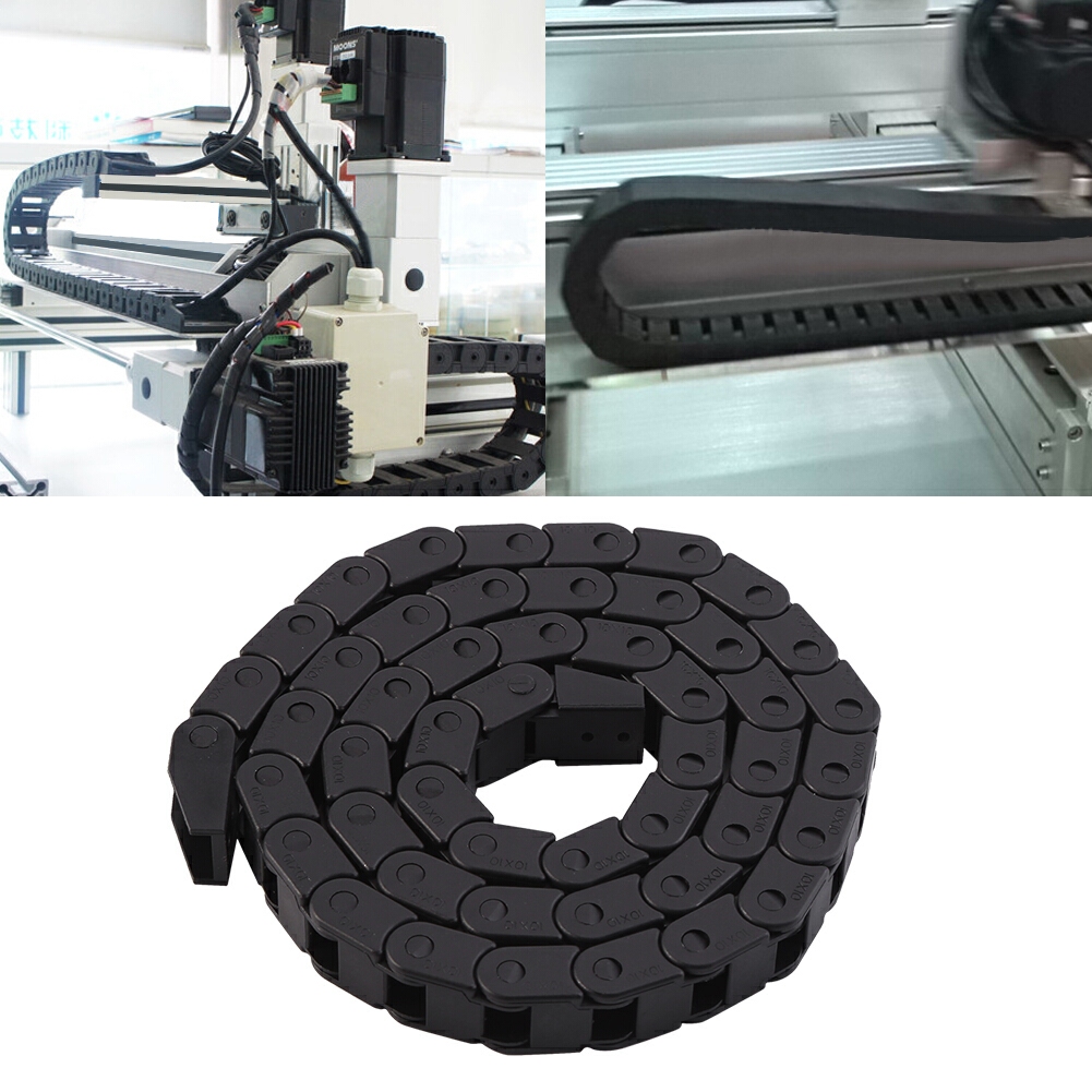 2M Long Nylon Cable Drag Chain - 10x20mm Wire Carrier, Black (US Stock)