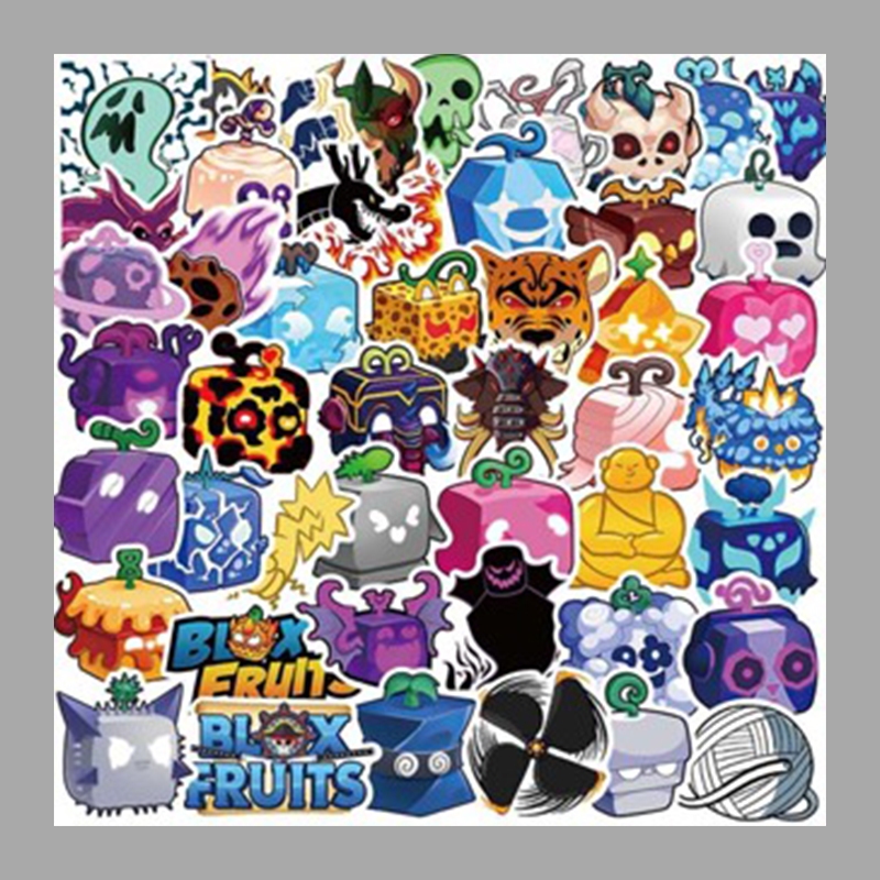 50PCS Cartoon Blox Fruits Stickers Roblox Game Decals Luggage ...