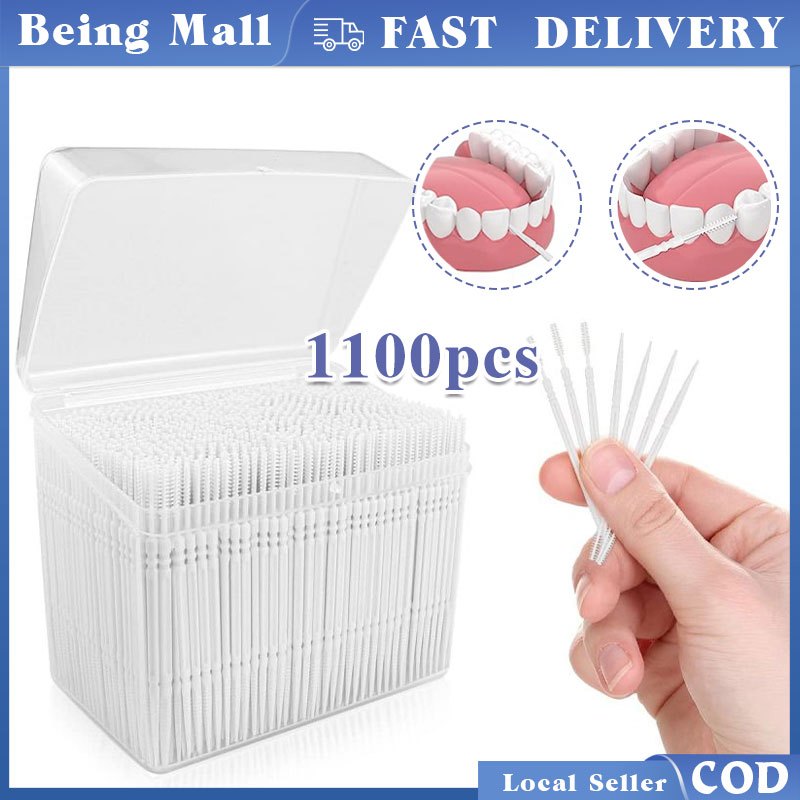 1100pcs Double Toothpick Doublehead Brush Teeth Stick Toothpick ...