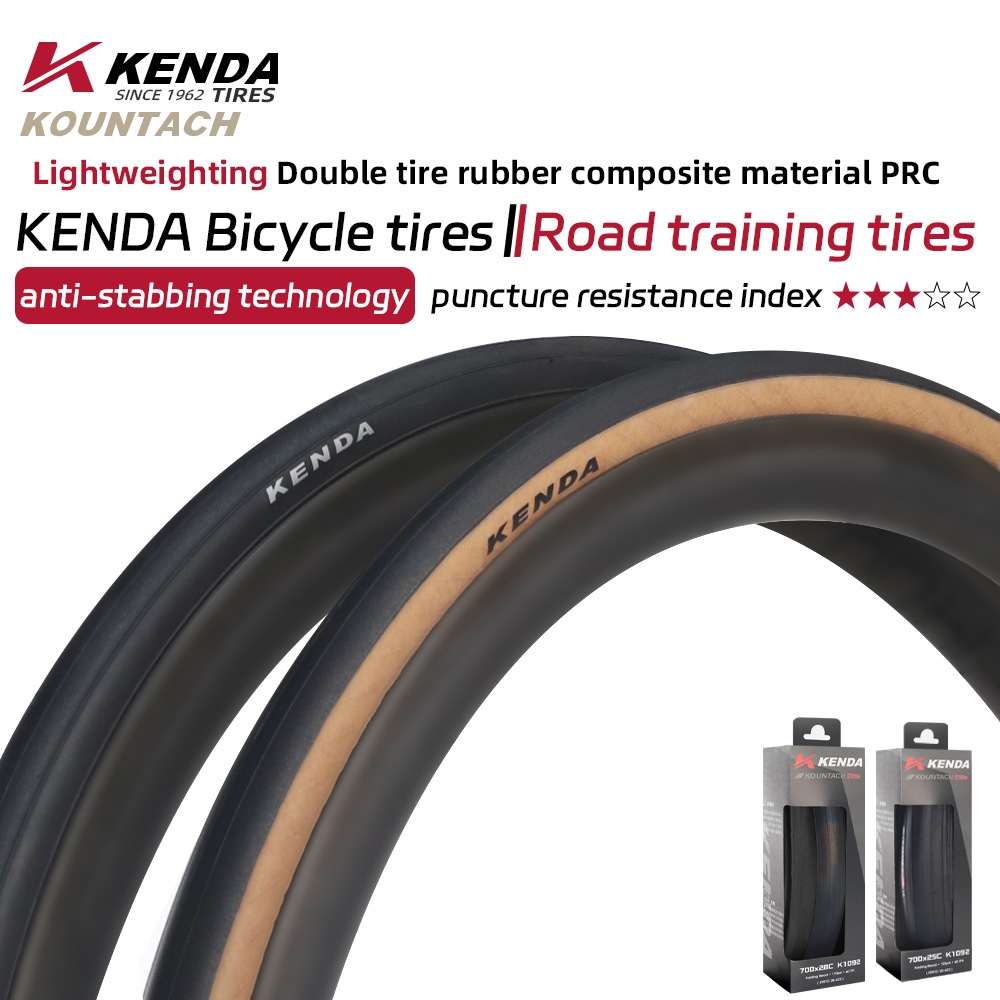 Pneus Vélo Route KENDA Kountach K1092 – 700x23C Pliants Noir/rouge (paire)