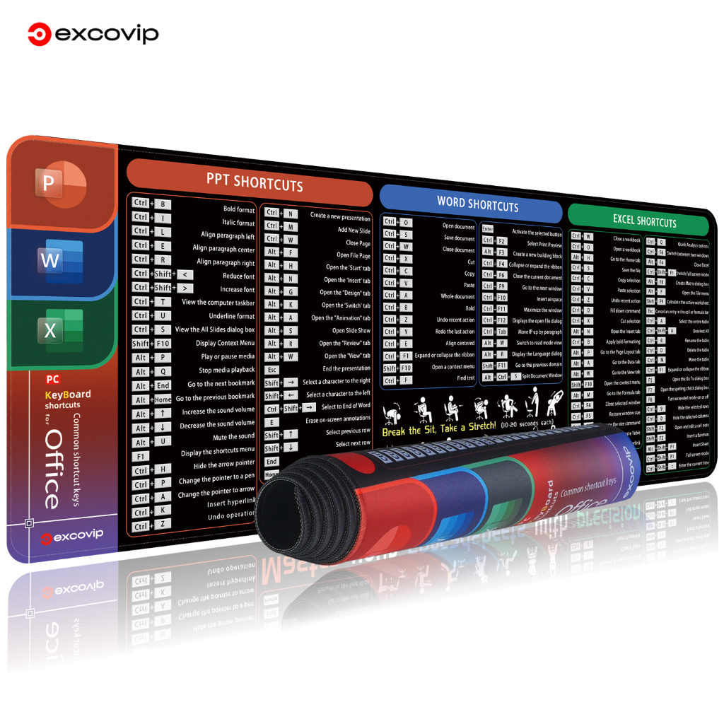 English office Shortcut Keys+Workplace Mouse Pad Large Size Soft ...