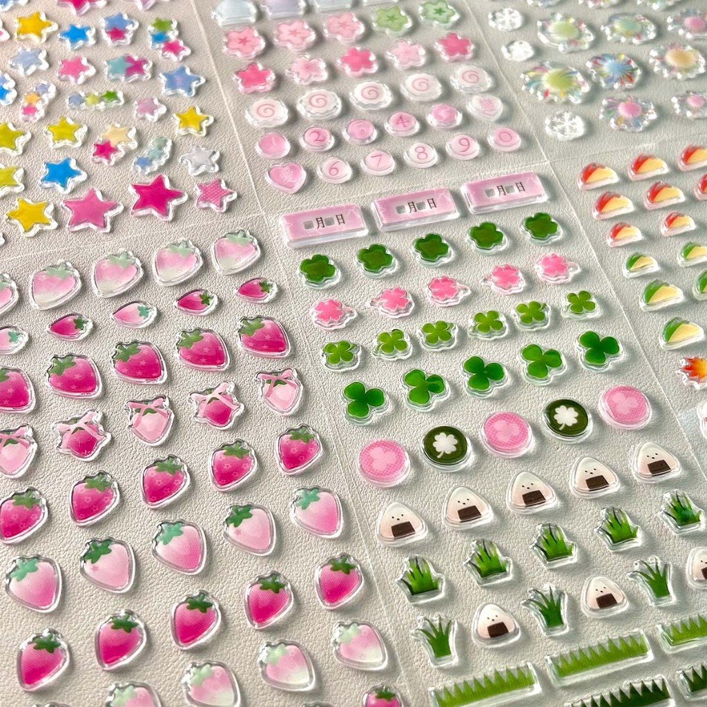 Small Fresh Four-leaf Clover Flower Epoxy Sticker Waterproof Tear-proof ...