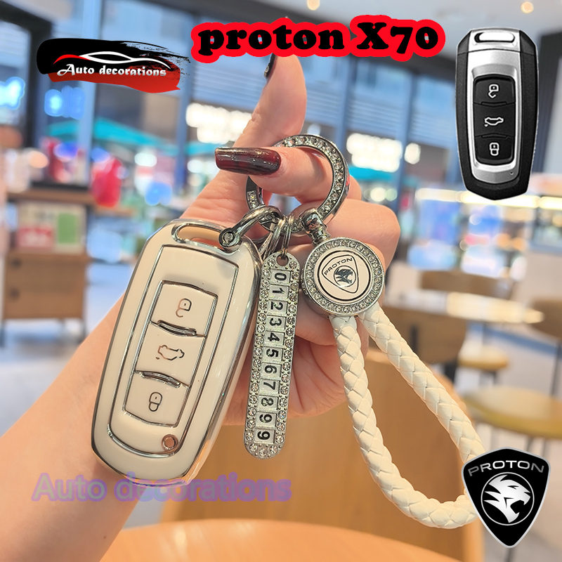 proton X70 key cover silver keychain proton X70 car key case Proton car ...