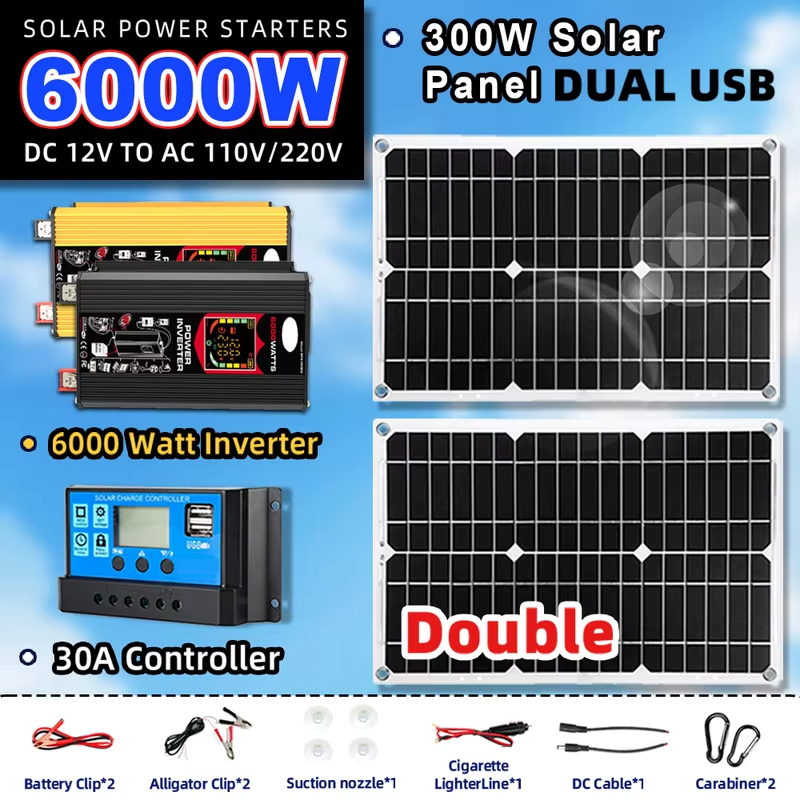 Solar generator with 2X300W solar panel Solar System Home Complete Kit ...