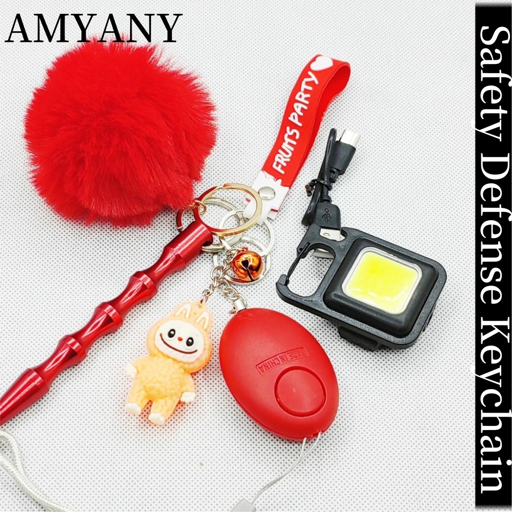 Safety Defense Keychain With Labubu Keychain Alarm 120dB Personal ...