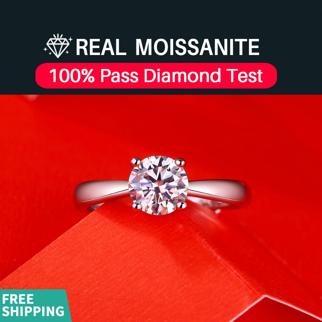 Real Moissanite Ring Luxury Diamond Engagement Ring In S925 Sterling ...