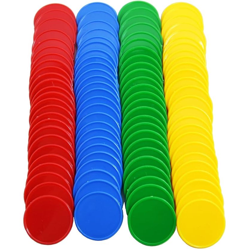 100 Pieces 37mm Jumbo Size Opaque Plastic Learning Counters Mini Poker ...