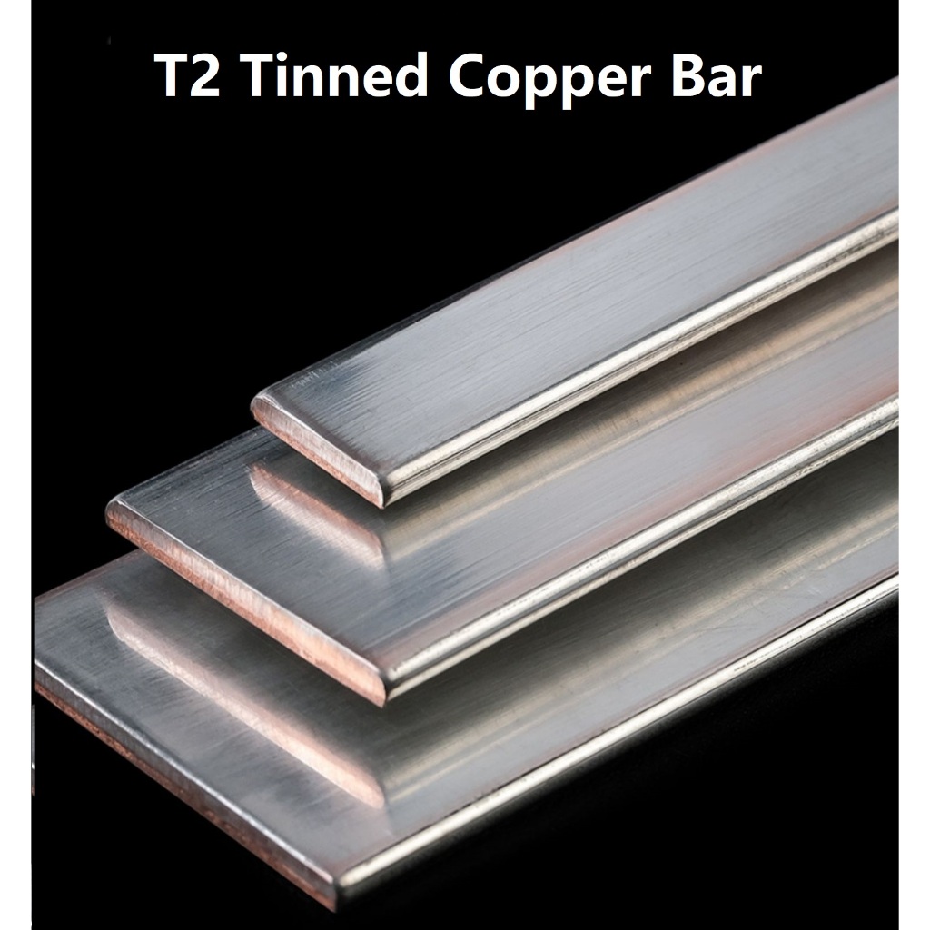 MECCANIXITY 2Pcs 12" X 1" X 1/8" Tinned Copper Flat Bar – T2 Copper Stock For Grounding Systems, Electrical Projects, And Architectural Use