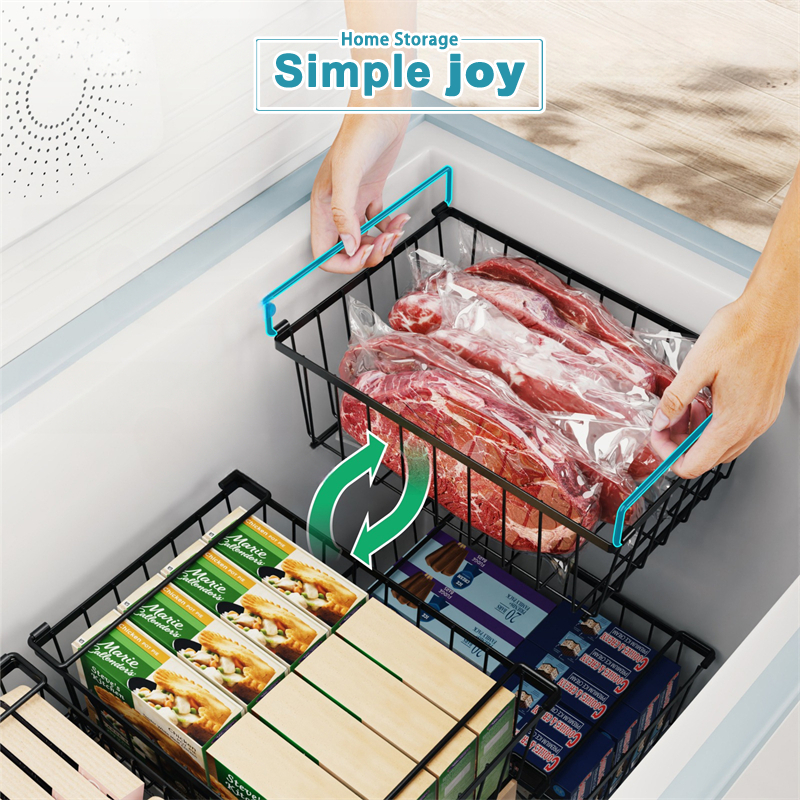 SimpleJoy 4Pack Freezer Storage Basket Stackable Storage Organizer for ...