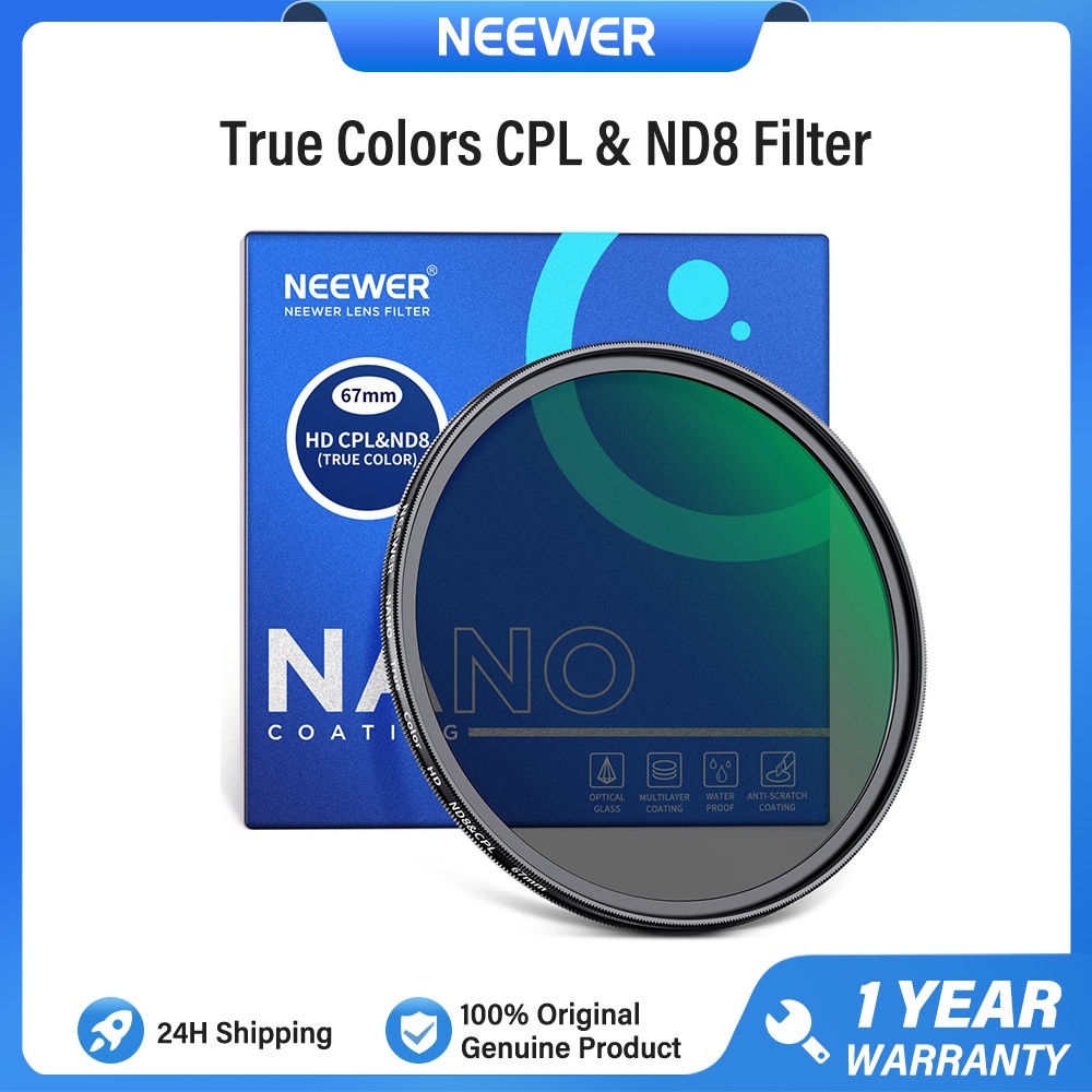 NEEWER 2 In 1 3 Stops Neutral Density Filter True Colour CPL With ND8 ...
