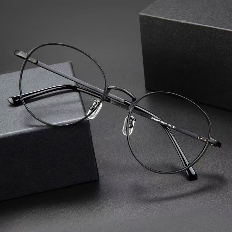 Large Size Wide Edged Pure Titanium Glasses Frame Men Women Anti Blue ...