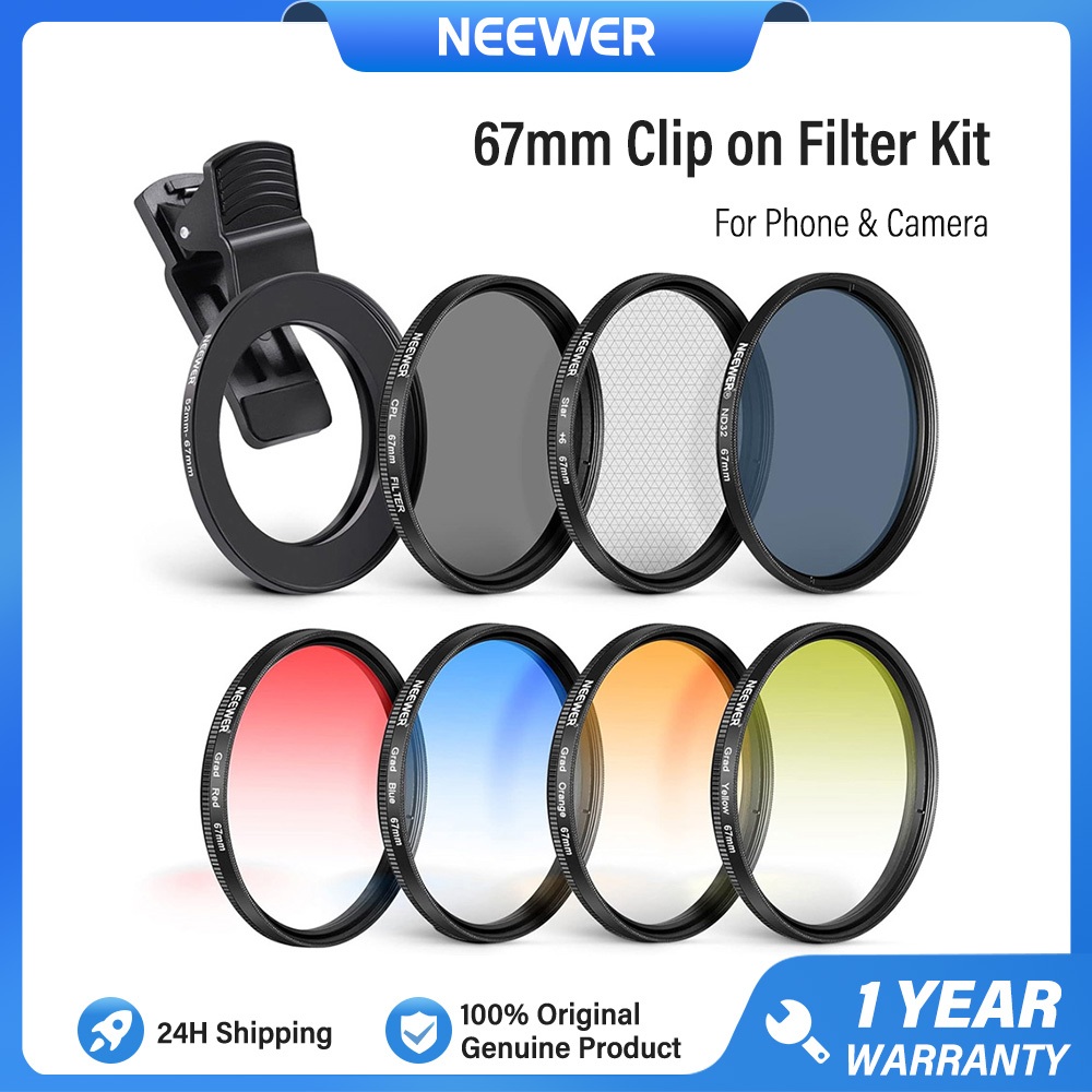 NEEWER Clip On Filters Kit For Phone & Camera (67mm) CPL/ND32 | Shopee ...