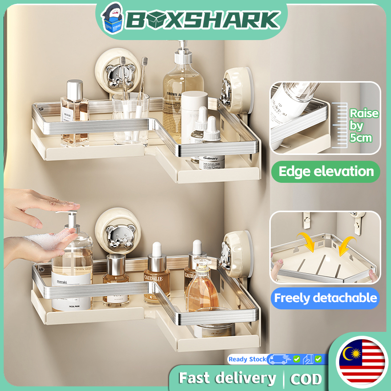 Bathroom Rack Wall Mount Corner Shelf Rak Bilik Mandi Hanging Storage ...