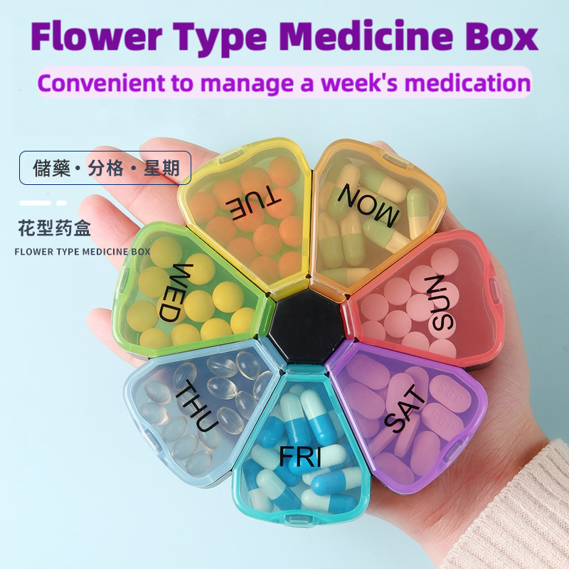 Pill Box Organizer Flower Design Medicine Box Medicine Pill Box 7 Days ...