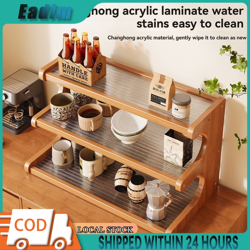 Multi-layer wooden rack desktop storage rack with transparent panel ...