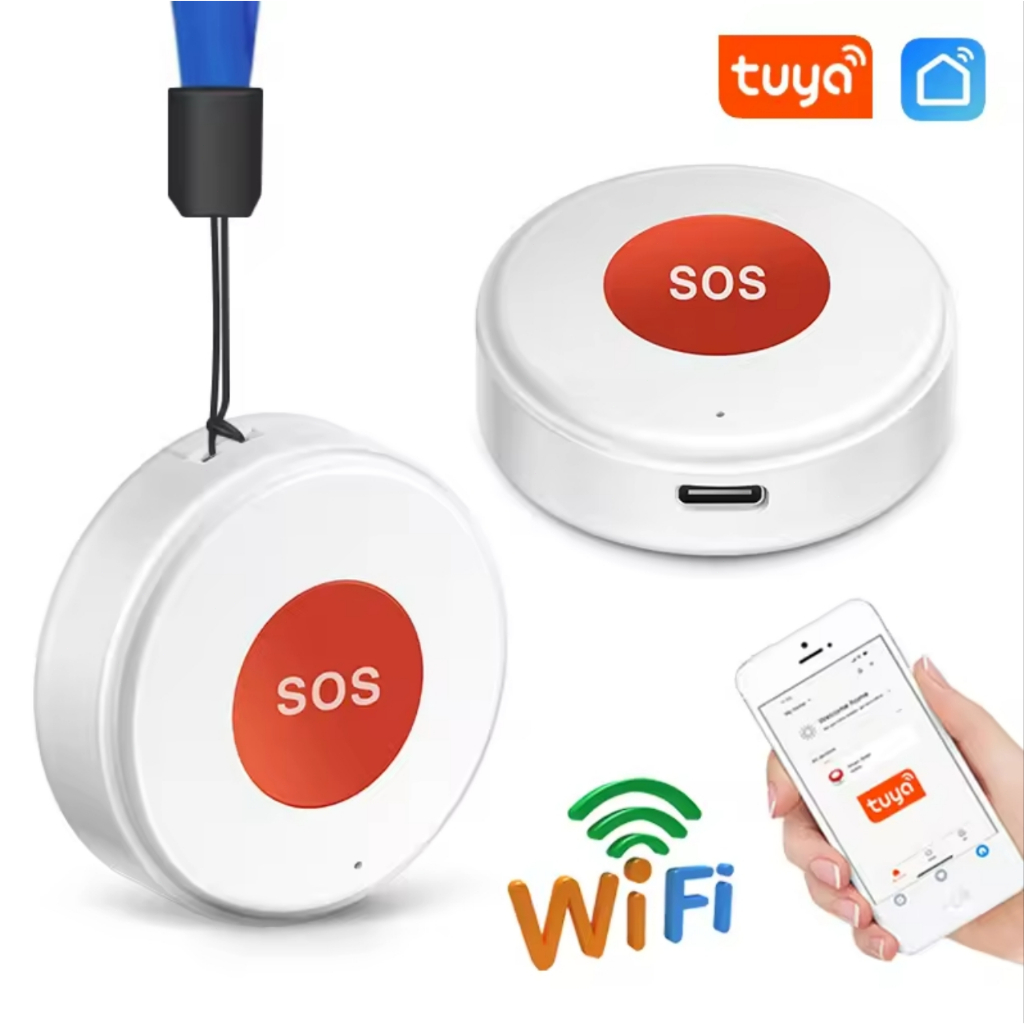 Tuya WiFi SOS Panic Call Button Smart Life APP Rechargeable Battery One ...