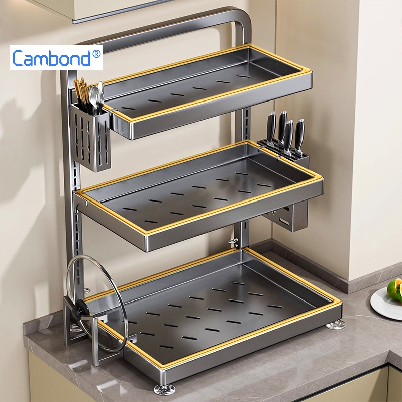 Cambond 【Adjustable Height】 2/3 Tiers Spice Rack Kitchen Organizer ...