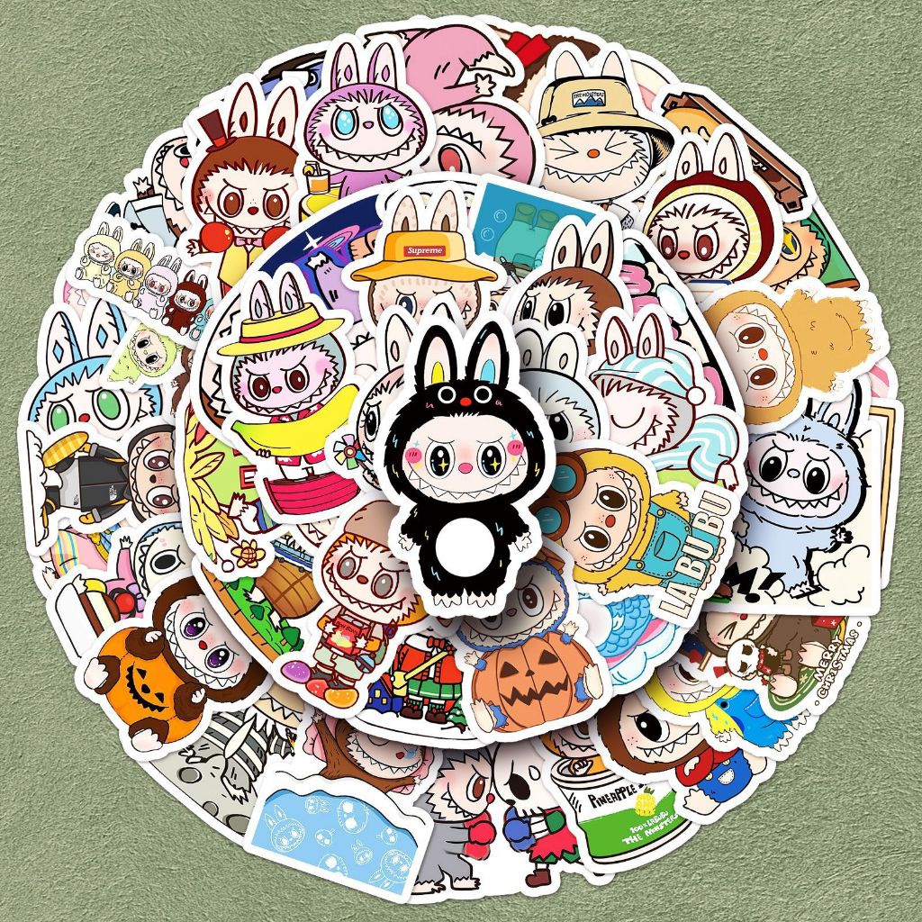 50PCS Cartoon Labubu Kawaii Sticker DIY Decoration PVC Waterproof ...