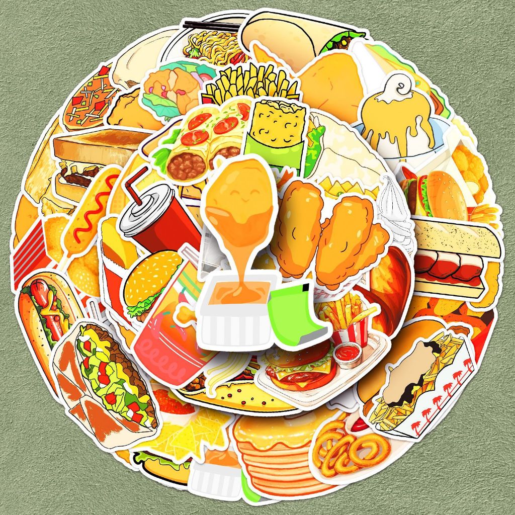 50pcs Fast Food Graffiti Cartoon Sticker DIY Laptop Phone Luggage Cup ...