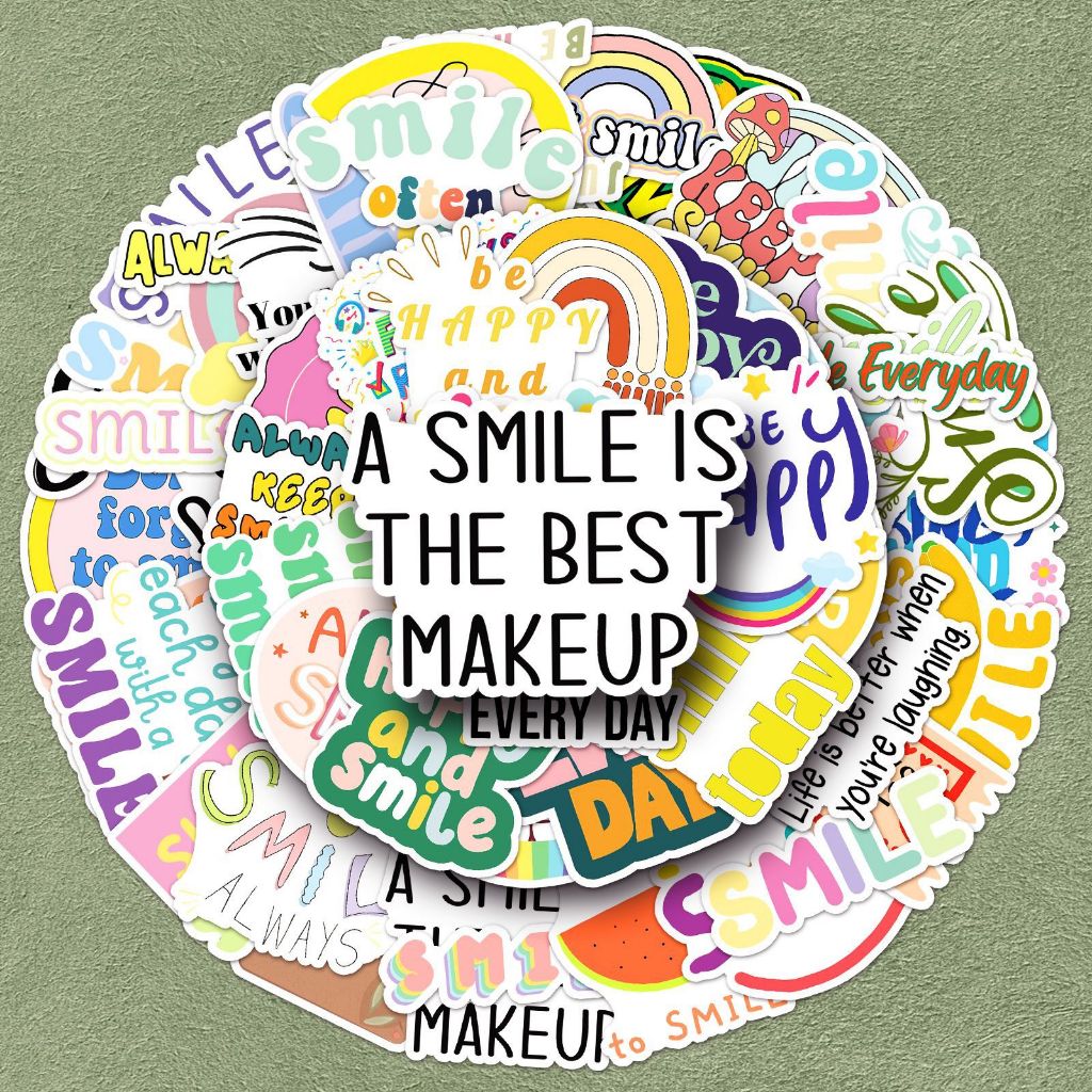 51PCS Smile Inspirational English Stickers Logo Cartoon Graffiti DIY ...