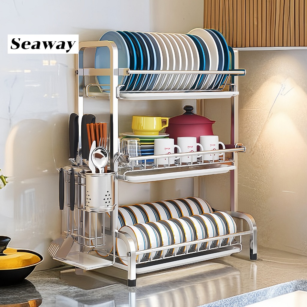 Seaway 304 Stainless Steel 2/3 Layers Dish Rack Rust-proof Dish Drainer ...