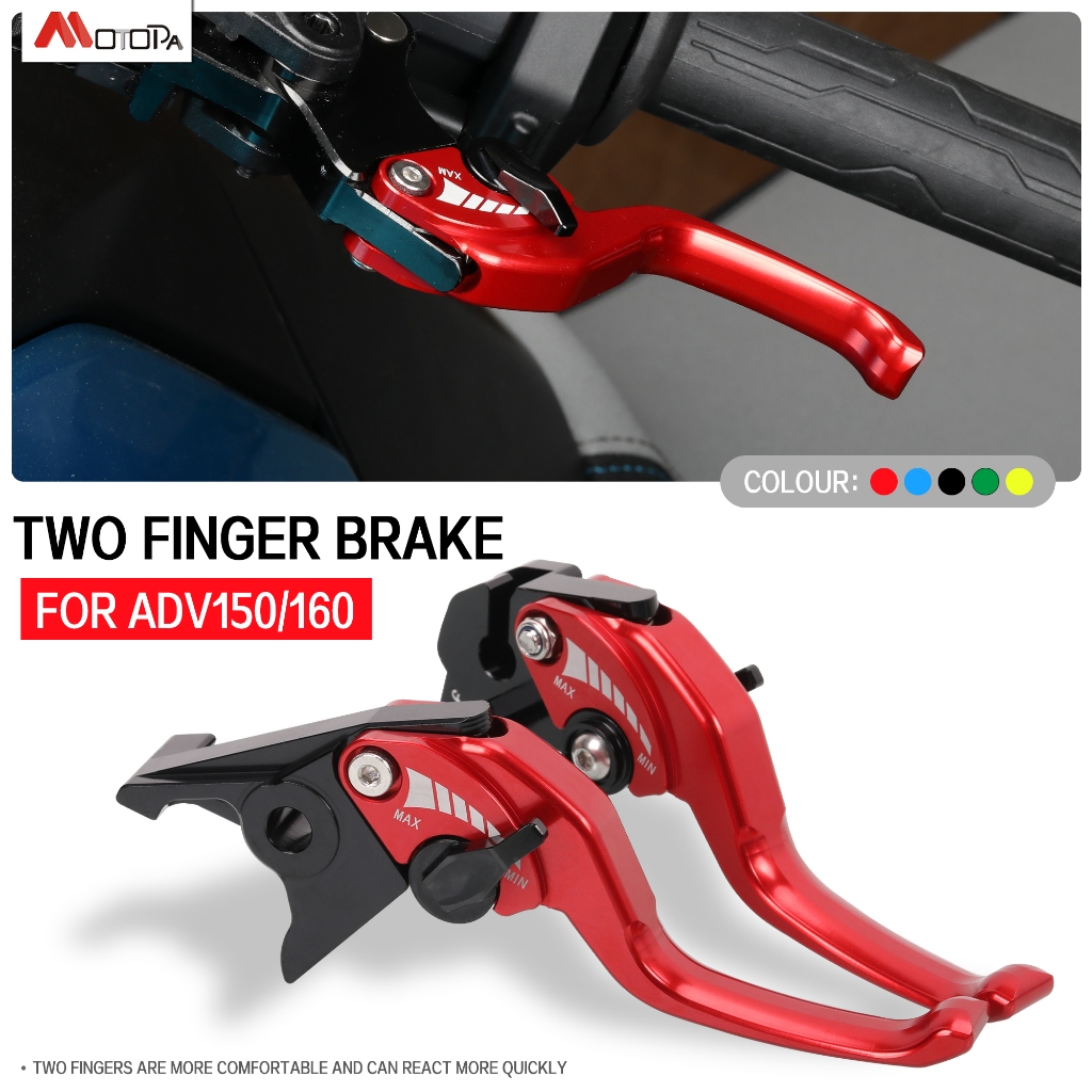 2-Finger Short Brake & Clutch Lever Set For Honda GROM/MSX125/Monkey 125 (2014-2024) - CNC Aluminum, 6-Position Adjustable (Red)
