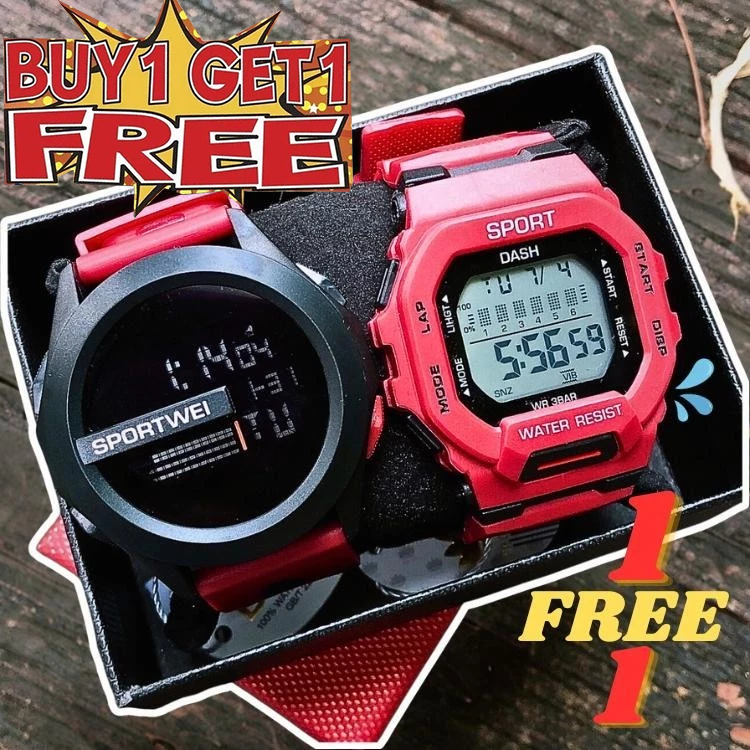POSHI Watch Men Buy 1 Take 1 Original Waterproof Alarm Digital ...