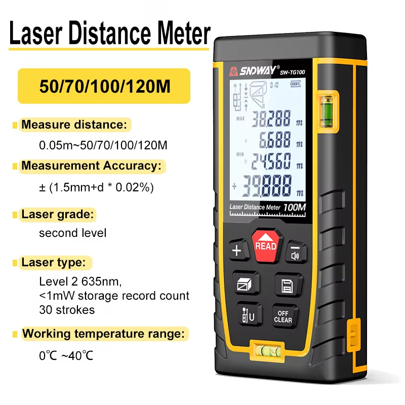 Laser Distance Meter 70m 100m 120m Digital Tape Measure Precision ...