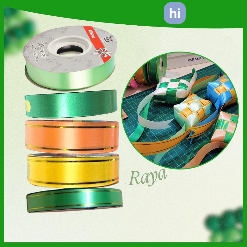 HI HOMES 25/50Yards/Roll Gold Thread Ribbon Hari Raya Ketupat Handmade ...
