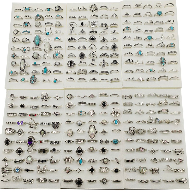 50pcs/Lot Wholesale Mix Style Alloy Finer Rings For Women Vintage ...