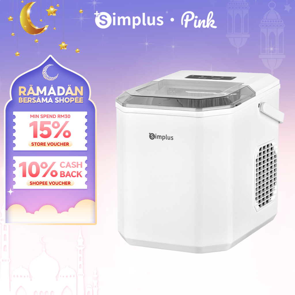 Simplus Pink Ice Maker Household 1.3L Water Tank Compact Design Low ...