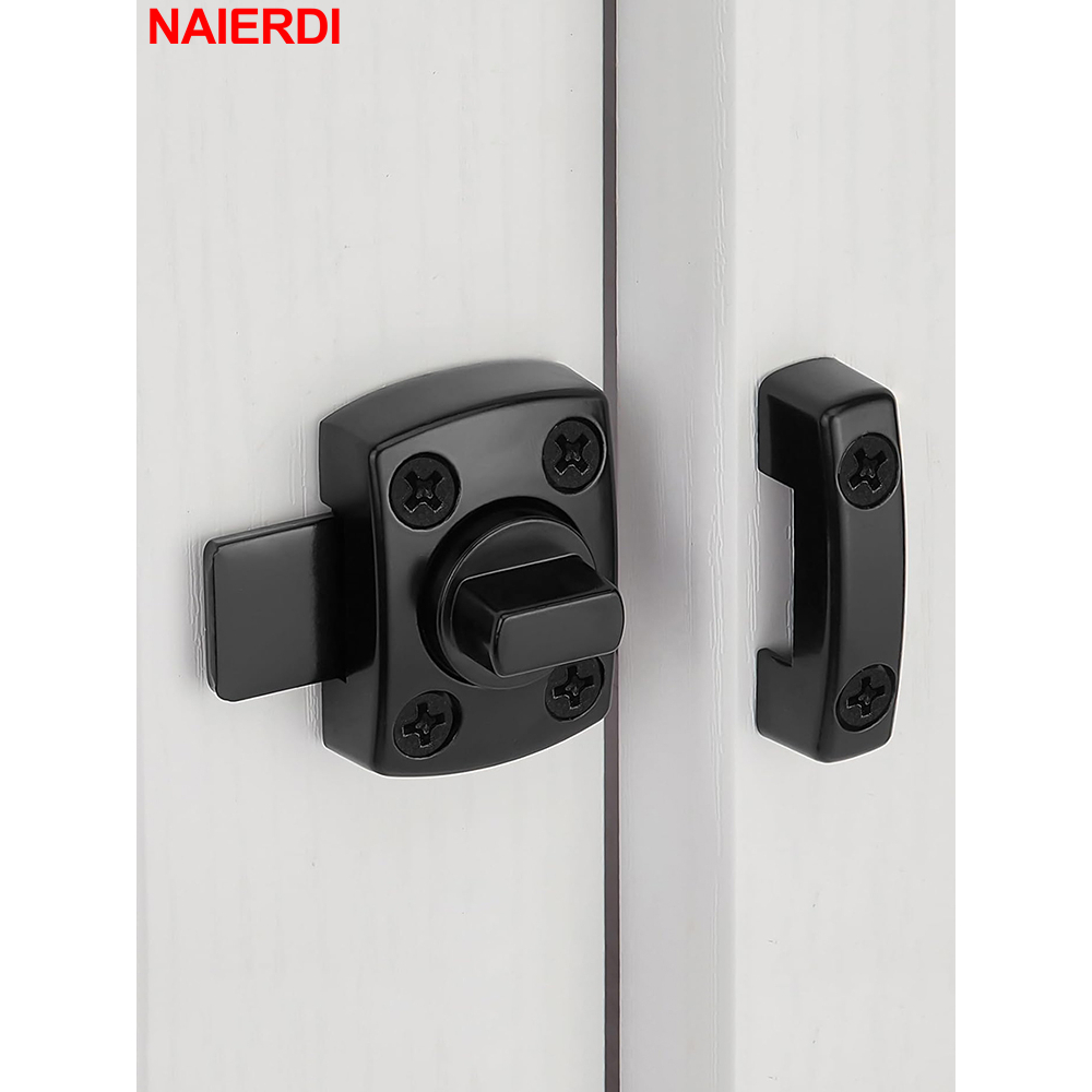 NAIERDI Gate Latch Slide Bolt Latch Lock,Black Rotating Hasp Latches ...