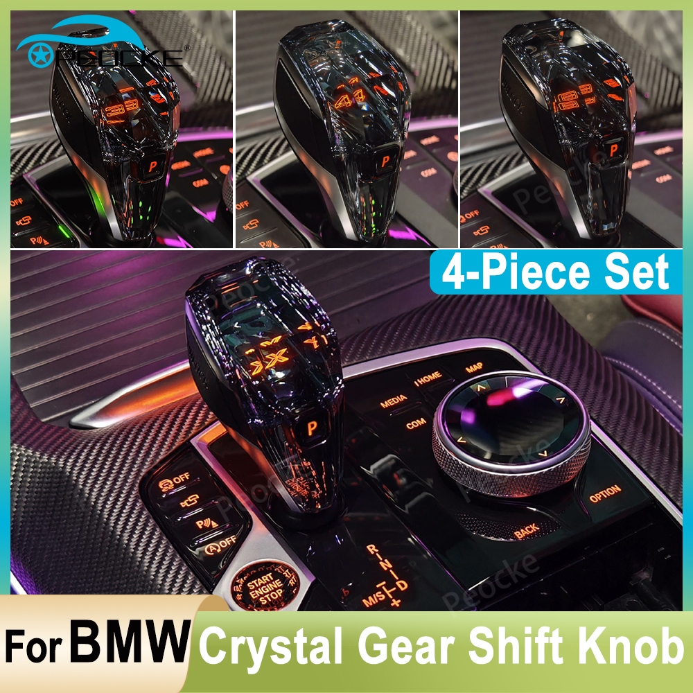 Crystal Gear Shift Knob Rod With Orange LED Light For BMW G20 G21 G22 ...