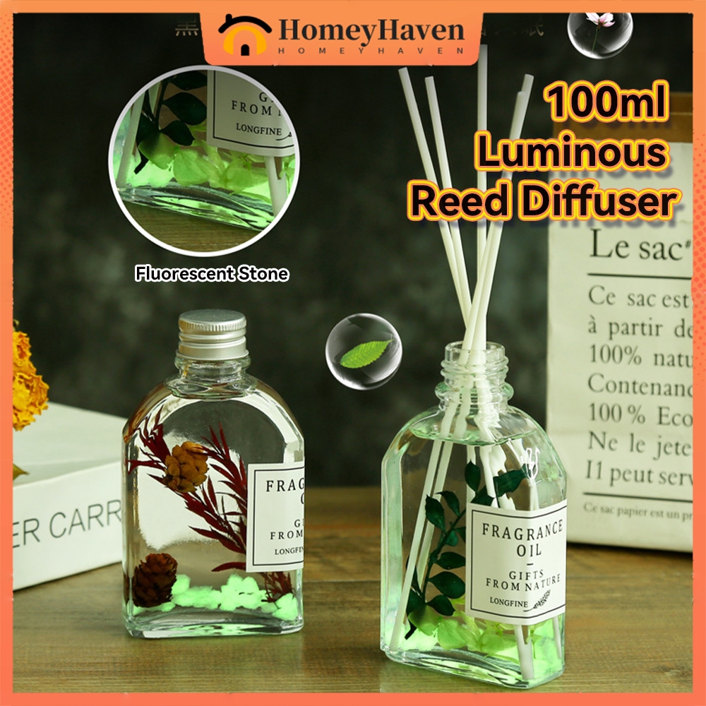 100ml Luminous Aromatherapy Flower Reed Stick Diffuser Sets Bedroom ...