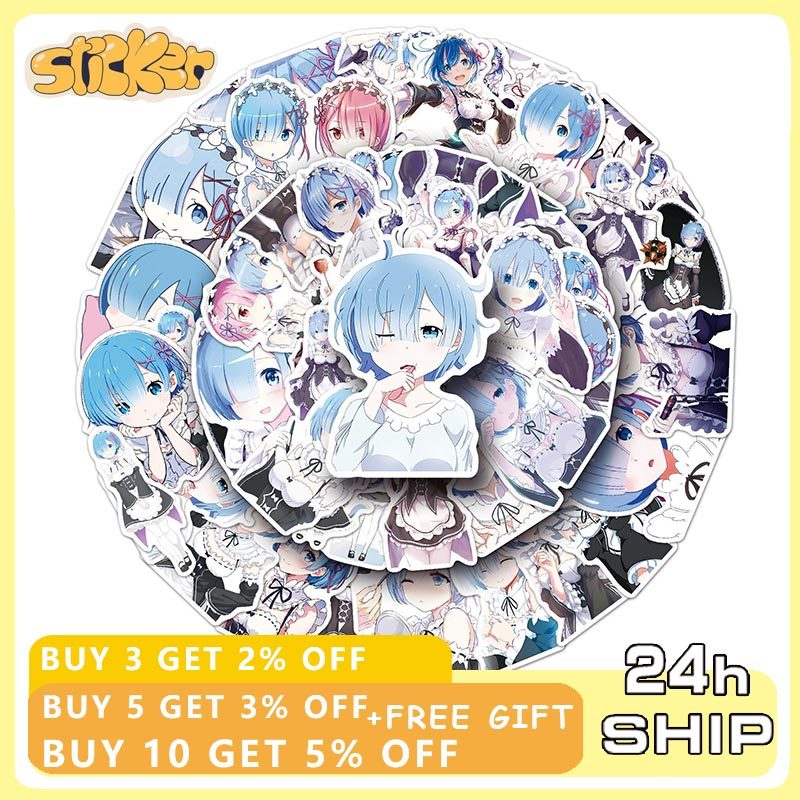51pcs Rem Sticker DIY Laptop Phone Luggage Cup Anime Re:Life in a ...