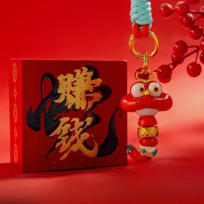 New 2025 Snake Year Pure Gold 999 Lucky Ball Ring (0.02g) Keychain ...