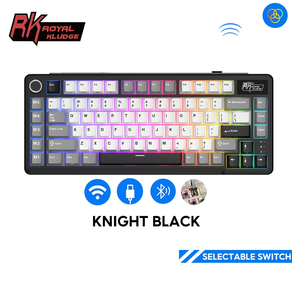 Royal Kludge RK L75 Knight Black 85 Key Diy Tri-Mode RGB Wired ...