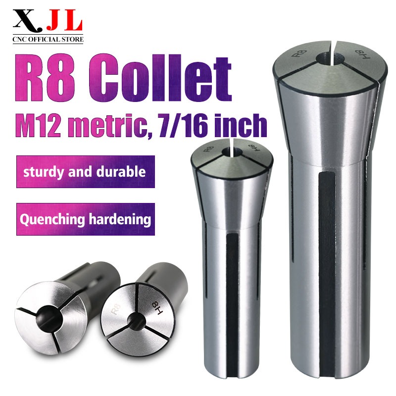 XJL R8 Collet Milling Machine Chuck Metric M12 Coarse Teeth R8 Spring ...