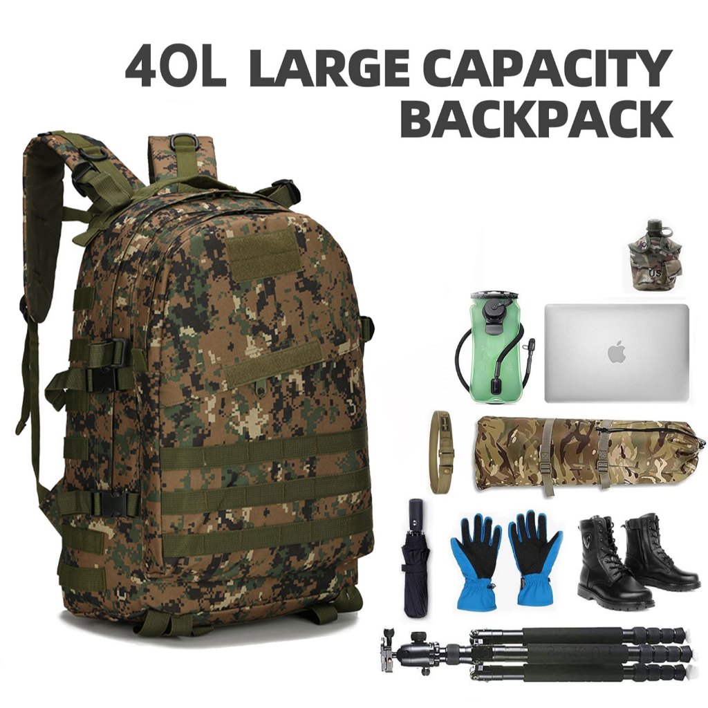 【13 Colors】Tactical Backpack 40L Waterproof Lightweight Military Hiking ...