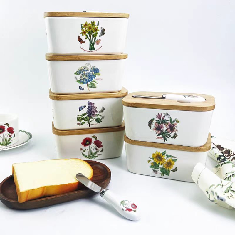 Pottermelin Ceramic Butter Box with Lid 600ml Household Rectangular ...